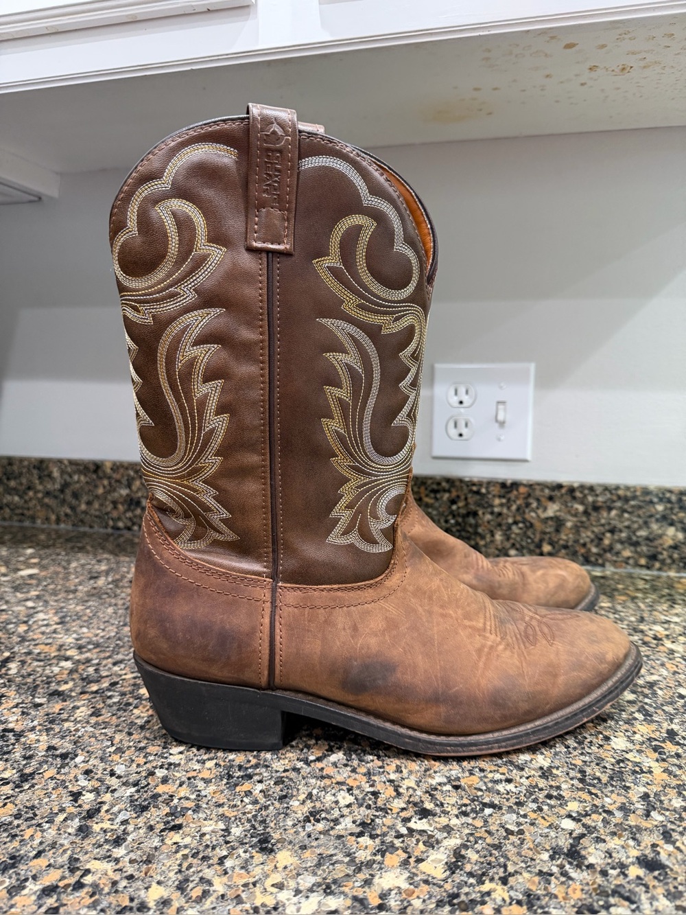 Men's guide gear 13EE Brown Leather Western Cowboy Boots